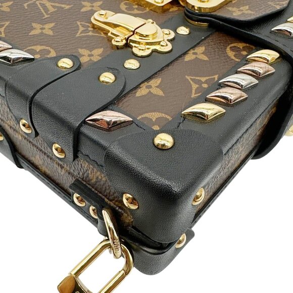 Louis Vuitton  Studded Petite Malle Monogram Canvas Shoulder Bag Brown - Picture 7 of 11